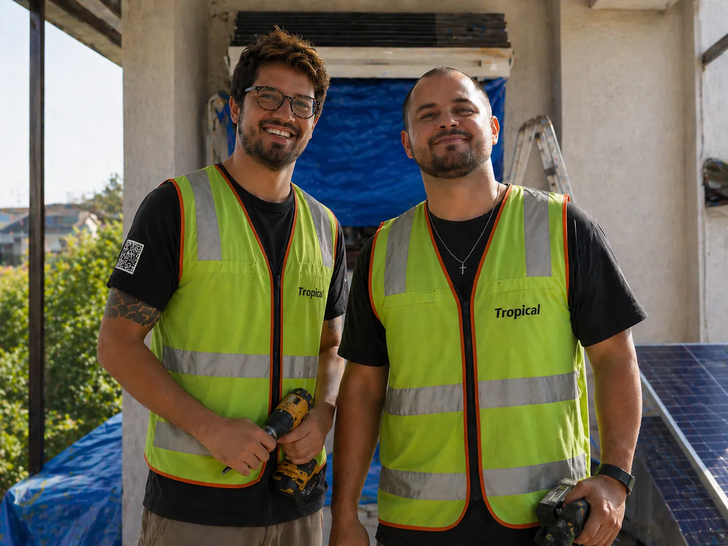 Equipe técnica da Tropical Solar SC em instalação de energia solar em Tubarão SC