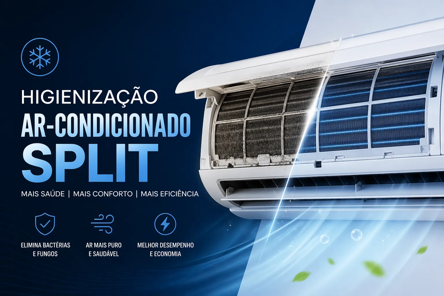 Técnico realizando higienização de ar-condicionado split em Tubarão SC
